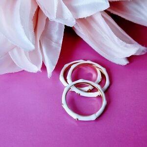 Adornia Enamel Stackable Ring Set White Gold